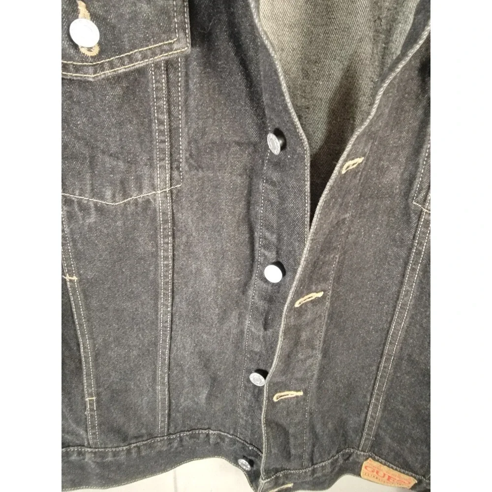Vintage 90s Guess Denim Jacket Sz XXL Black Washed Jean Trucker 100% Cotton USA